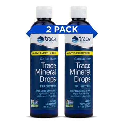 ConcenTrace Electrolyte Drops | pH Balanced Liquid Minerals for Energy, Digestion & Rehydration | 474 ml (2 Pack) by Trace Minerals