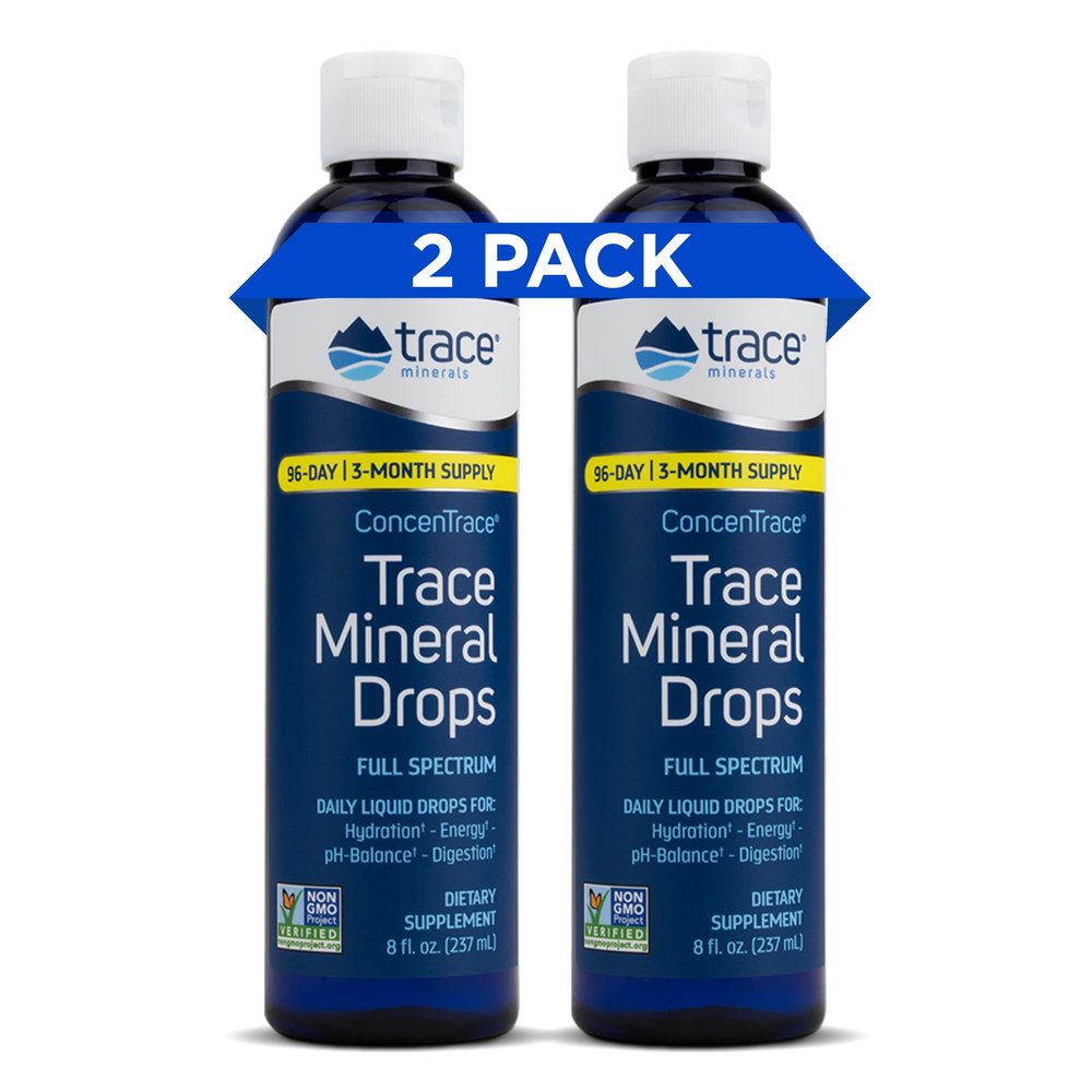 ConcenTrace Electrolyte Drops | pH Balanced Liquid Minerals for Energy, Digestion & Rehydration | 474 ml (2 Pack) by Trace Minerals