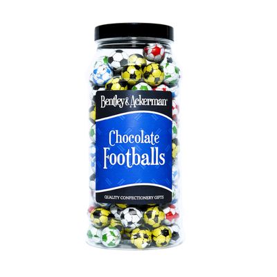Chocolate Footballs (550g) Original Retro Chocolate Footballs in a Gift Jar By - Bentley & Ackerman's Sweet Shop.