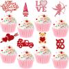 24PCS Happy Valentine's Day Cupcake Toppers Glitter Heart Love Valentines Food Picks Cake Decorations Supplies view 1
