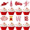24PCS Happy Valentine's Day Cupcake Toppers Glitter Heart Love Valentines Food Picks Cake Decorations Supplies view 2