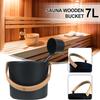Sauna Accessories Kit,Complete Aluminum Bucket Set with Ladle,Thermometer/Hygrometer/Sauna Bucke/Hourglass,Great for Sauna and Spa,7L view 3