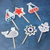 Honbay 48PCS Nautical Theme Cupcake Toppers Ocean Sailing Party Cake Decorations Food Fruit Picks for Birthday Wedding Party Supplies (6 Style) view 3