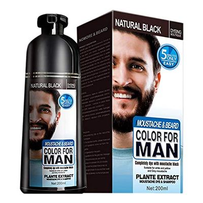 Graootoly Permanent Beard Shampoo for Men Beard Dying Removal White Grey Beard Hair Men Beard Shampoo 200ML