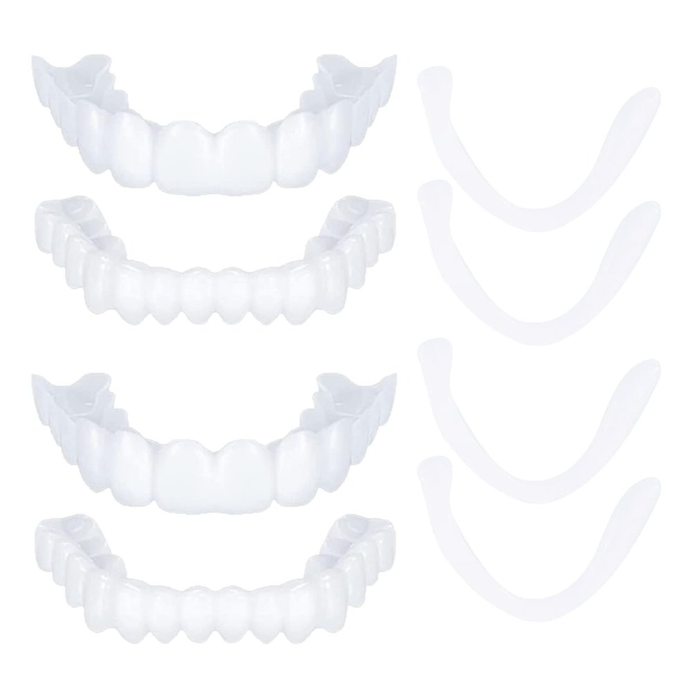 Flipped Warmth 2 Pairs Fake Teeth, Snap on Veneers Teeth, Temporary Denture Teethinstant Snap on False Teeth Veneers Top and Bottom Perfect Smile Confidence in Minutes at Home