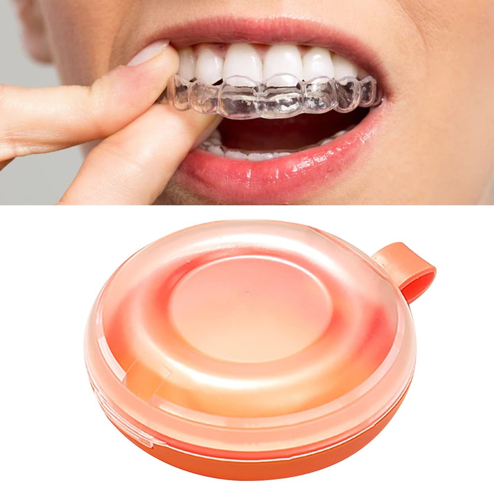 Focket Retainer Storage Container,Dustproof Fashion Denture Denture Braces Storage Box for Home (Orange)