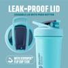 BlenderBottle Strada Sleek Shaker Cup Insulated Stainless Steel Water Bottle with Wire Whisk, 740ml, Seafoam view 2