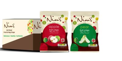 Nim's Selection Box - Apple And Pear Air Dried Crisps - 6 Packs Each - Crisps multipack box Of 12