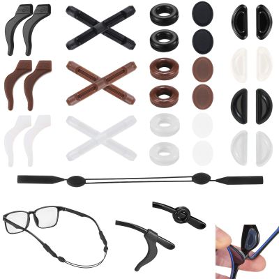 33PCS Eyeglasses Retainers, Premium Silicone Anti-Slip Eyeglass Holder, Comfortable Elastic Eyeglasses Temple Tips Sleeve Retainer, glasses rope, silicone ear hooks, Anti Slip Eyeglass Nose Pads
