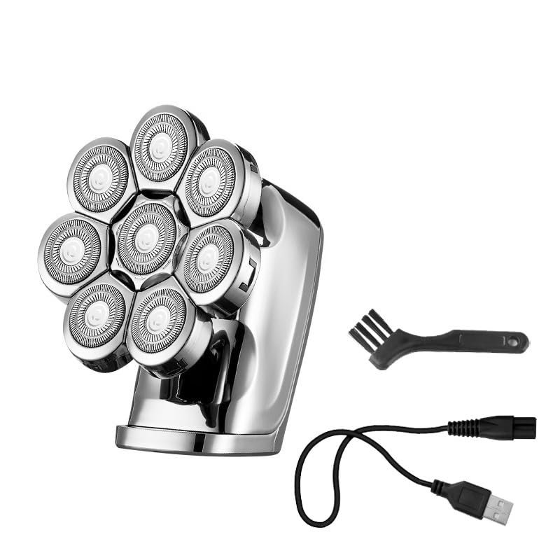 JQUAL Electric Razor for Men, Electric Shaver Bald Head Hair Clipper 8 Cutter Floating Razor Waterproof Metal Men's Rechargeable Hair Trimmer