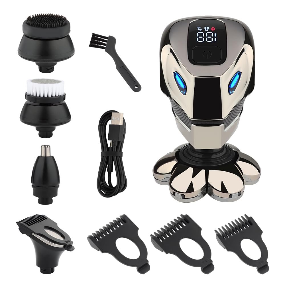 JQUAL Electric Razor for Men, 7D Electric Head Shaver For Bald Men Electric Men's Grooming Kit Cordless Waterproof LCD Head Shavers Rechargeable