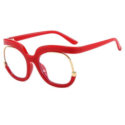 NOVESIXTDAT Blue Light Blocking Round Computer Readers Anti Eyestrain Eyeglasses Reading Glasses Oversized Flat Light Mirror (Color : Red, Size : +100)