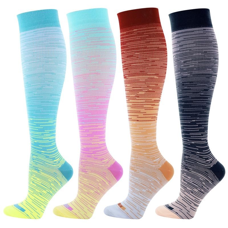 LEVSOX - Compression Socks for Women & Men 20-30 mmHg, Best for Nurses, Travel, Pregnancy, 4 Pairs Tie Dye2, L, 4 Pairs Tie Dye 2, L