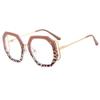 ENPAP Large Polygon Reading Glasses Anti Eyestrain Eyewear Computer Readers Oversized Blue Light Blocking Flat Light Mirror (Color : Coffee, Size : +0.00) view 1