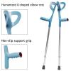 2pcs Lightweight Crutches - Walking Crutch Blue, Aluminum Alloy, Grip Support, Non-slip And Durable, Crutches Walkers, Elbow Crutches, U-shaped Elbow Rest, Forearm Crutches (Color : Blue) (Blue) view 4