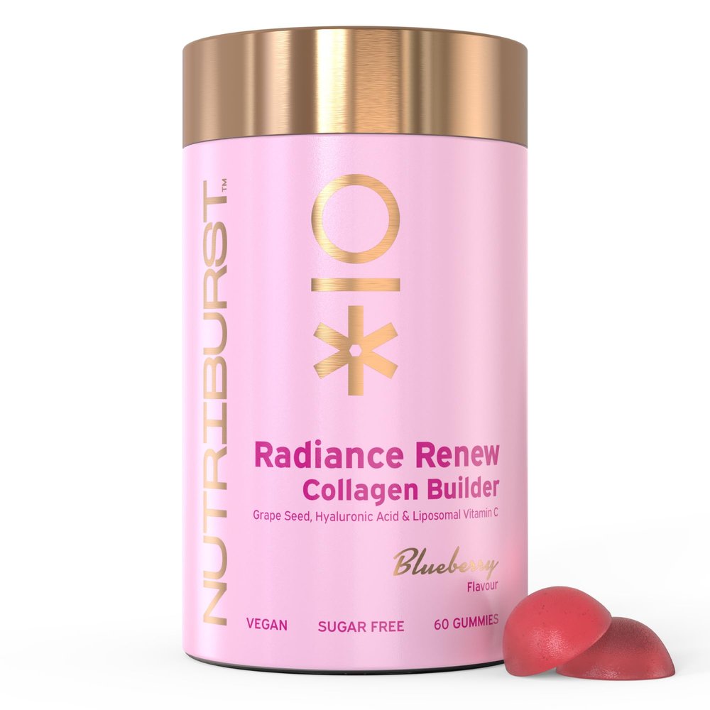 Nutriburst - Vegan Collagen Revive Gummies - Biotin (100g), Hyaluronic Acid (100mg) + Vitamin C (80mg) - Support Natural Collagen Production, Healthy Hair, Nails & Bones - 60 Gummies 1 Month Supply