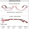 Lanomi Fashion Half Frame Reading Glasses Women Men Semi Rimless Plastic Blue Light Blocking Reader Eyeglasses Pink Frame Leopard Arm 2.5 view 2