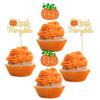 24Pcs Little Pumpkin Cupcake Toppers Glitter Baby Shower Fall Theme Cupcake Picks Pumpkin Cake Decorations for Thanksgiving Halloween Baby Shower Kids Birthday Party Supplies Orange view 1