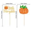 24Pcs Little Pumpkin Cupcake Toppers Glitter Baby Shower Fall Theme Cupcake Picks Pumpkin Cake Decorations for Thanksgiving Halloween Baby Shower Kids Birthday Party Supplies Orange view 2