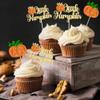 24Pcs Little Pumpkin Cupcake Toppers Glitter Baby Shower Fall Theme Cupcake Picks Pumpkin Cake Decorations for Thanksgiving Halloween Baby Shower Kids Birthday Party Supplies Orange view 4