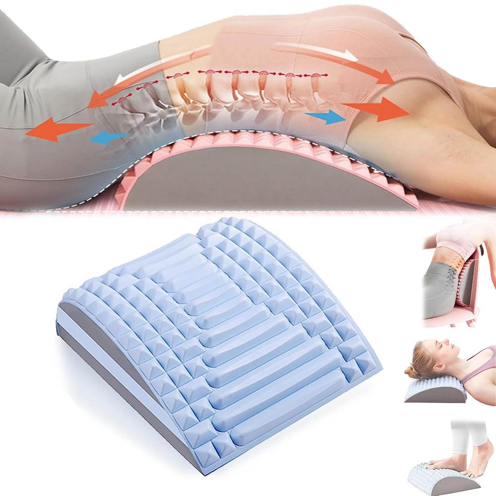 Acemend Refresh - Neck & Back Stretcher, Back Neck Cracker for Lower Back Pain Relief, Waist Massage Relaxation Yoga Stretcher, Multi-Level Adjustable Spine Board for Lumbar Soothing Device (Blue)