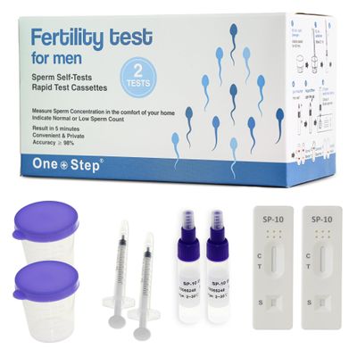 One Step Male Fertility Test Kit, 2Test Pack Home Sperm Check Test for Men Quick Male Fertility Rapid Test Detects SP10 Protein & Estimates Sperm Concentration in Vitro Infertility Aid
