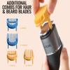 BarberBoss 3 in 1 Facial Grooming Kit, Hair, Detail & Beard Trimmer, Mens Hair Clipper, Precision Control Dial, 4 Guide Combs, USB Rechargeable, LED Display, 100% Waterproof, QR-6086 view 4