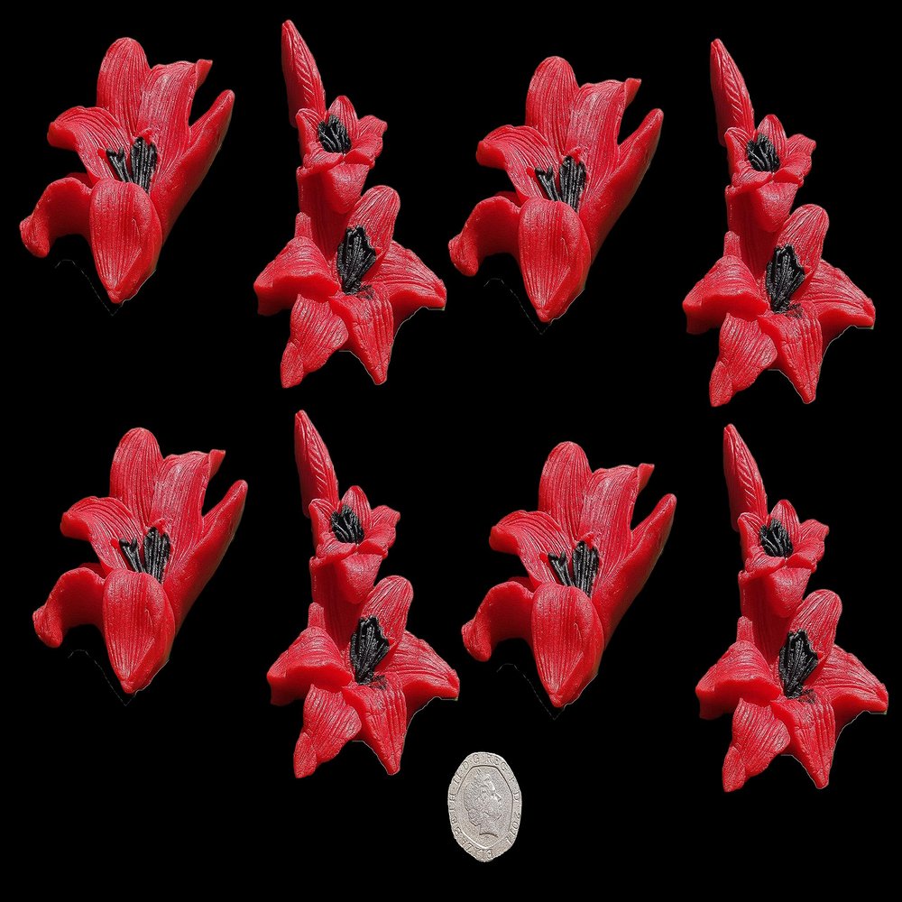 8 x Edible 3D Extra Large Iris Flowers icing toppers, cake cupcakes decorations (Pearl Ivory)
