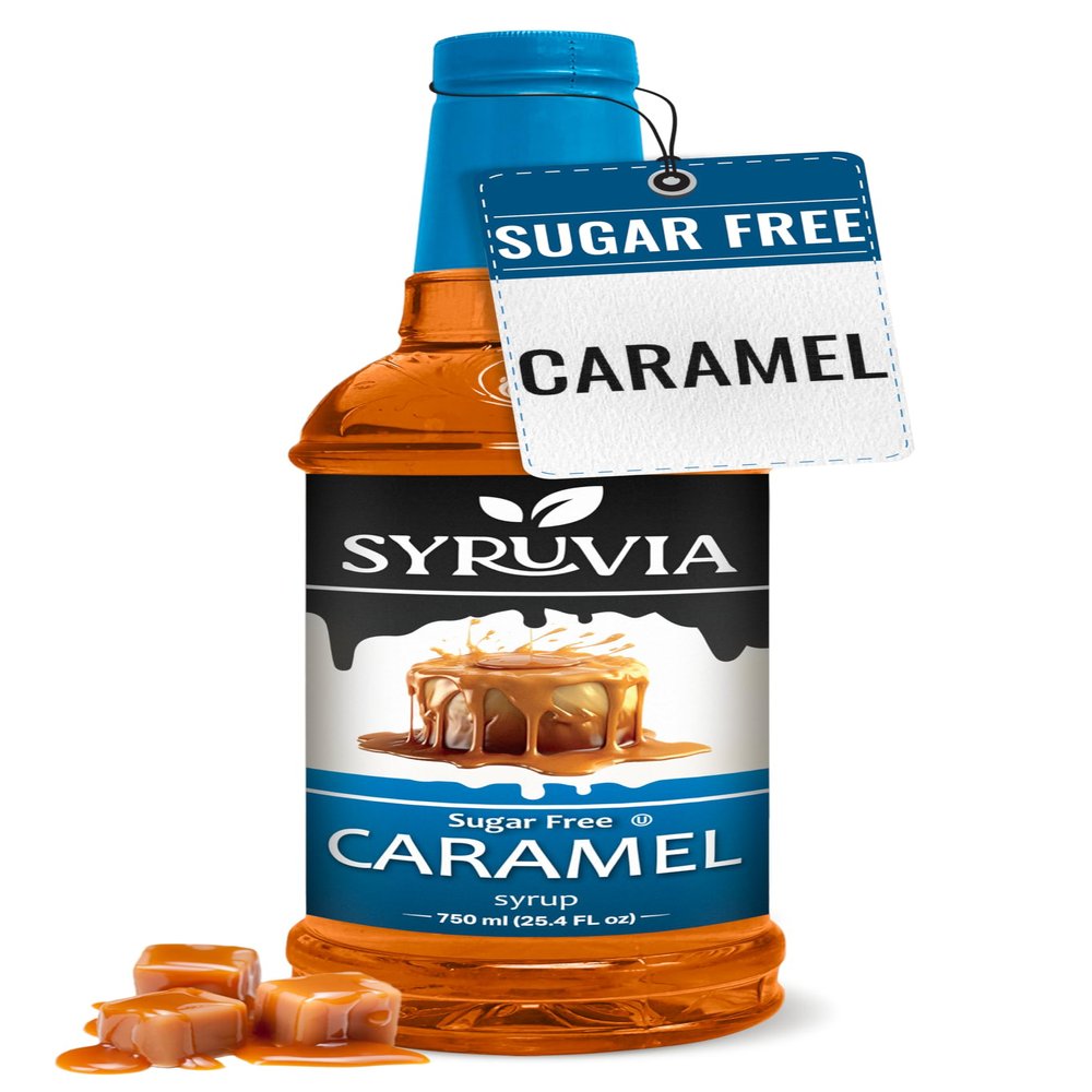 SYRUVIA Sugar Free Caramel Syrup For Coffee 25.4 Ounces Caramel Flavoring Syrup