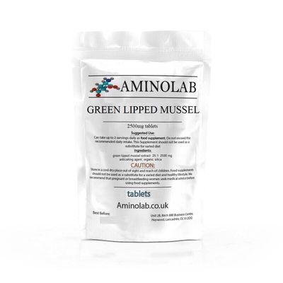 AMINOLAB - Green LIPPED Mussel 2500mg 365 Tablets - Supports Joint Health & Mobility, Promotes Cartilage Repair, Reduces Muscle Soreness & Inflammation - Rich in NUTRIENTS.