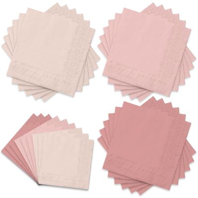 Whaline 60 Pack Peach Pink Disposable Paper Napkins, 6.5 x 6.5 Inch, 3 Colors, Perfect for Parties & Dinners