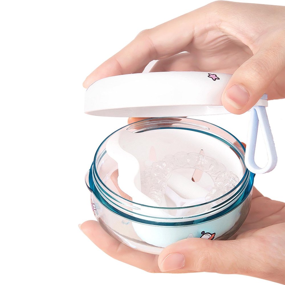 Portable Convenient Plastic Organizer with Mirror Retainer Case Denture Box