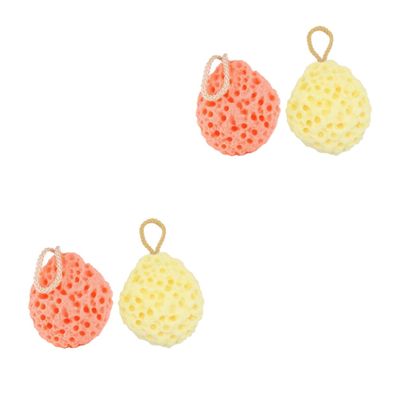 Beavorty 4pcs Natural Bath Sponge Multipack Honeycomb Shaped Sponges for Exfoliating Cleansing