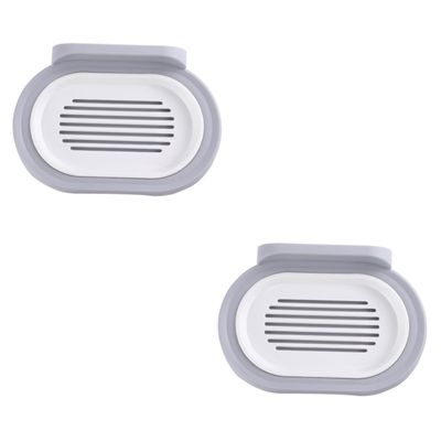Alipis 2pcs Adhesive Drain Soap Box Holder Grey Soap Dish Bathroom Storage Rack for Shower Holder