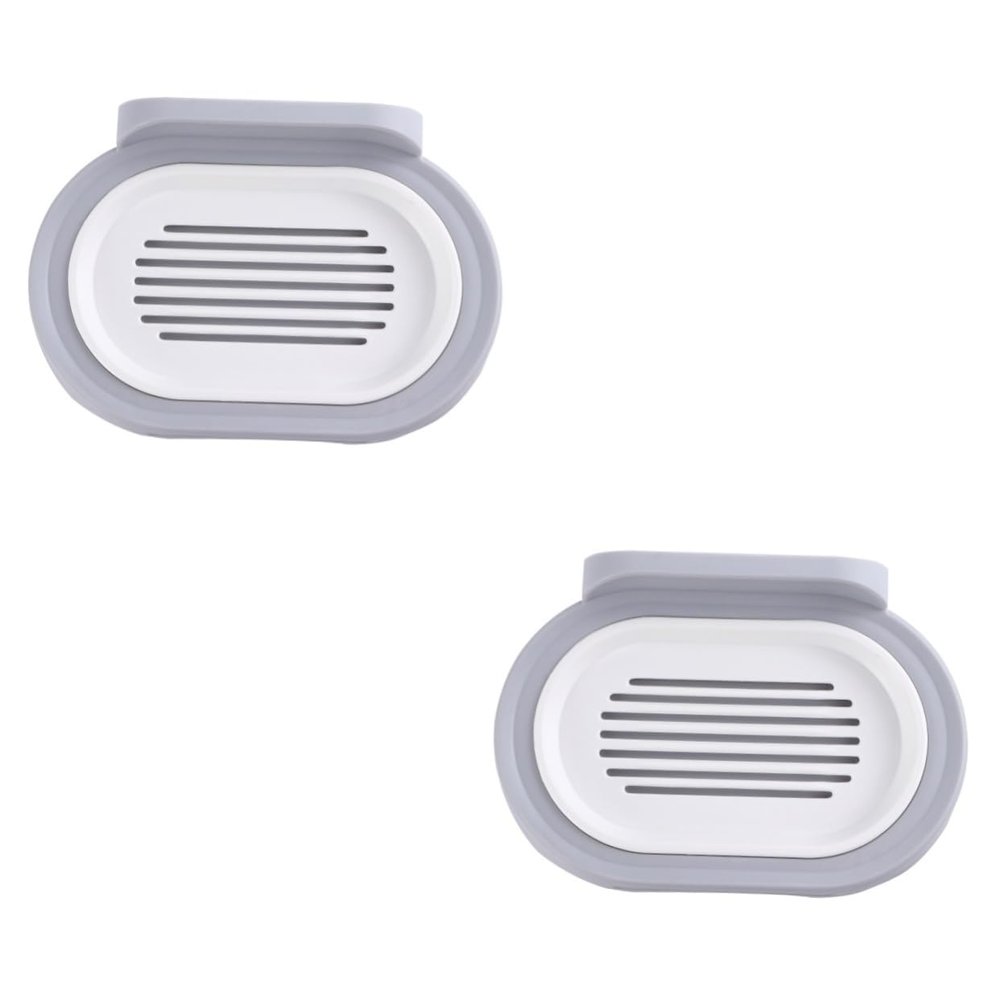 Alipis 2pcs Adhesive Drain Soap Box Holder Grey Soap Dish Bathroom Storage Rack for Shower Holder