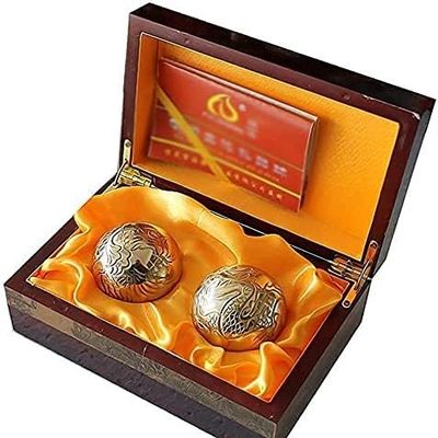 Baoding Balls no Chime Baoding Balls Large Chinese Style Health Care Exercise Stress Ball Copper Ball Carving Dragon and Phoenix Series