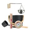7L Sauna Bucket Set, with Long Handle Spoon Hourglass Thermometer Hygrometer Sauna Aromatherapy Oil Cup Kit Aluminum Products Are Sturdy Durable for Sauna And Spa view 1