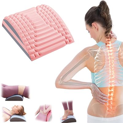 BOTIZR Lumbar Relaxer, Back Stretcher, Refresh Neck & Back Stretcher, Lumbar Back Stretcher for Lower Back Pain Relief, Multi-level Adjustable Spine Board for Herniated Disc (Color : Pink)