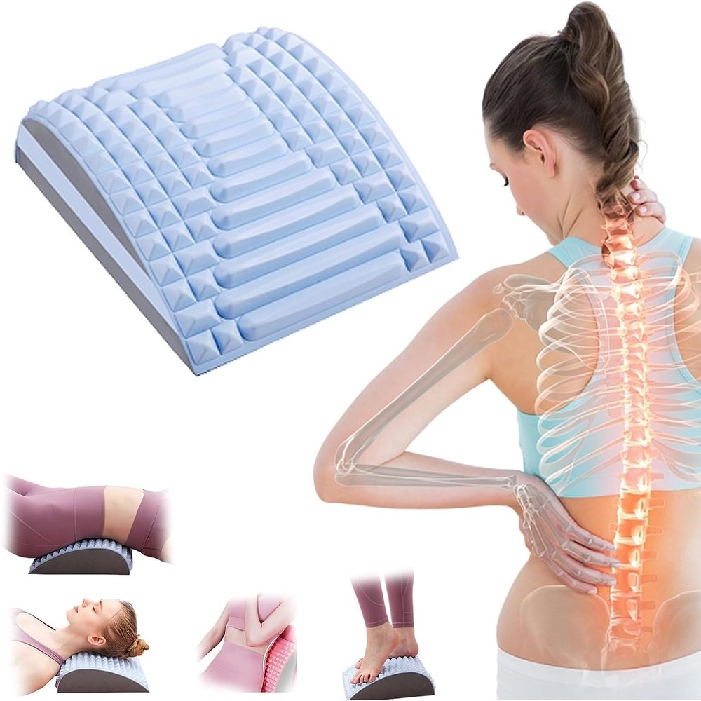 BOTIZR Lumbar Relaxer, Neck And Back Stretcher, Neck Cracker To Relieve Lower Back Pain, Multi-Level Adjustable Spine Board For Herniated Disc, Sciatica, Scoliosis (Color : Blue)