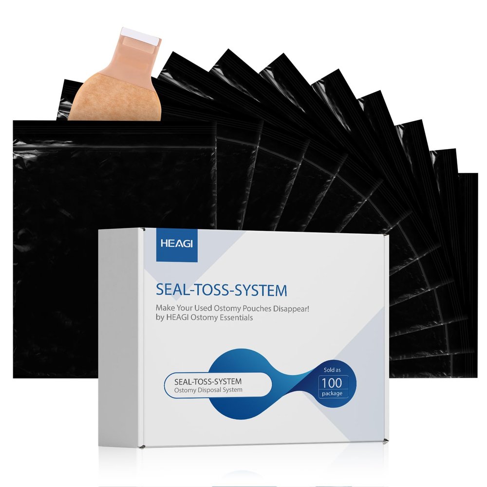 100pcs Seal-N-Toss Ostomy Pouch Disposal System, High Sealing/Prevents Odours/No Mess/Eco-Friendly Pouches for Colostomy Bags, Nappies, Incontinence Pads