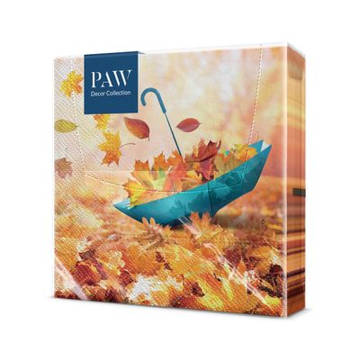 PAW - Napkins 3-Ply (33 x 33 cm) I 20 pcs I Perfect for Birthdays, Parties, Meetings I Autumn Table Decoration I Colourful Paper Napkins - Umbrella Autumn Leaves I Umbrella Leaves