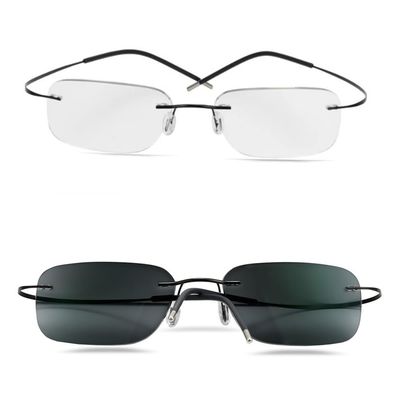 WInara Rimless Photochromic Reading Glasses, Transition Anti UV Sunglasses for Men, Computer Presbyopia HD Readers (Color : Black, Size : +2.25)