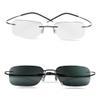 WInara Rimless Photochromic Reading Glasses, Transition Anti UV Sunglasses for Men, Computer Presbyopia HD Readers (Color : Black, Size : +2.25) view 1