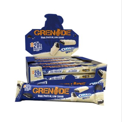 Grenade OREO White High Protein, Low Sugar Bars, 12 x 60 g  21 g Protein per Snack Bar with Crunchy OREO Pieces & White Chocolate Coating