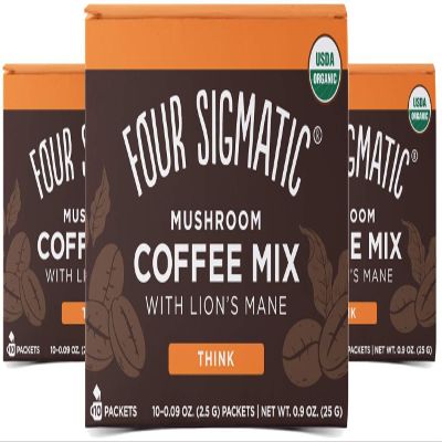 Four Sigma Mushroom Mix Coffee Lion's Mane and Chaga, Pack of 3 Medium Roast
