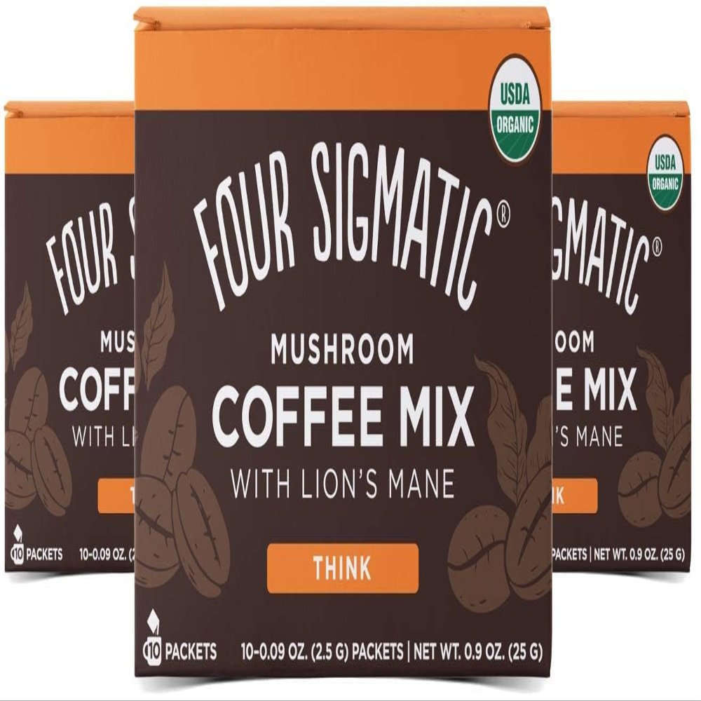 Four Sigma Mushroom Mix Coffee Lion's Mane and Chaga, Pack of 3 Medium Roast