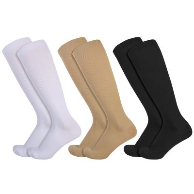 Opopark 3 Pairs Compression Socks for Women & Men Medical Circulation 20-30 mmhg Flight Socks Knee High Compression Stockings for Athletic Nurse Running Travel( L/XL Multicolour)