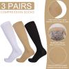 Opopark 3 Pairs Compression Socks for Women & Men Medical Circulation 20-30 mmhg Flight Socks Knee High Compression Stockings for Athletic Nurse Running Travel( L/XL Multicolour) view 3
