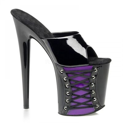 PROMI High Heels 20cm Summer Sandals Women Fine Heel Shoes Sole Lace-up Slippers-purple||40