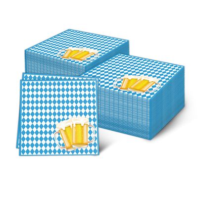 100pcs Oktoberfest Napkin Blue and White Plaids Napkins Oktoberfest Disposable Paper Napkins for Oktoberfest Festival Party decorations Supplies